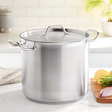 Cargar imagen en el visor de la galería, OLLA FONDO 60 QT C/TAPA AC INOX 18/8
