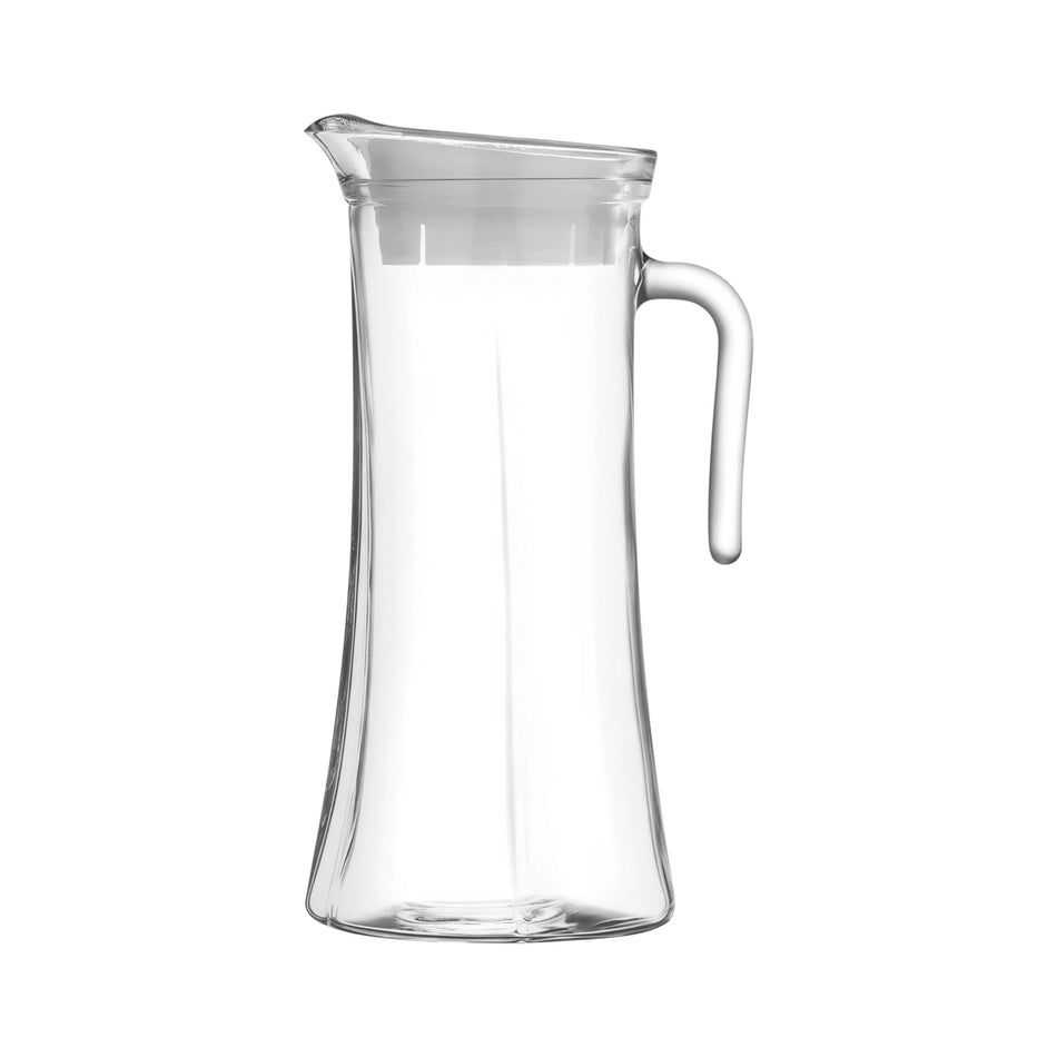 Jarra Truva con tapa blanca 1.4 lt de LAV, vidrio transparente sobre fondo blanco