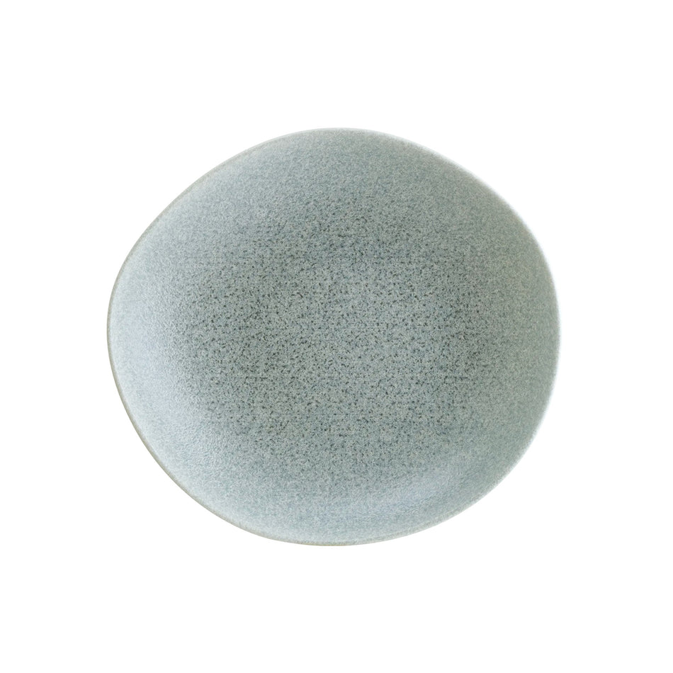 Plato hondo Luca Vago 26 cm 1 lt en esmalte verde azulado, vista superior sobre fondo blanco