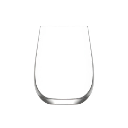 Vaso sin tallo Gaia 11 1/4 oz de LAV, vidrio transparente sobre fondo blanco