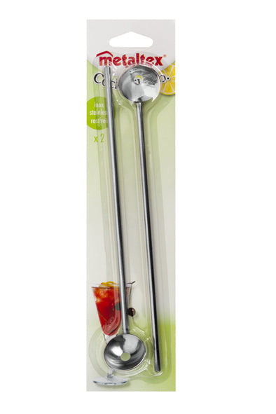 JUEGO 2 CUCHARAS COCTELERAS METALTEX